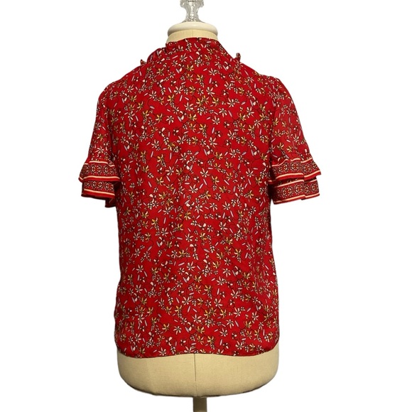 Max Studio Women’s Floral  Print Short Sleeve Blouse Small - Picture 3 of 6